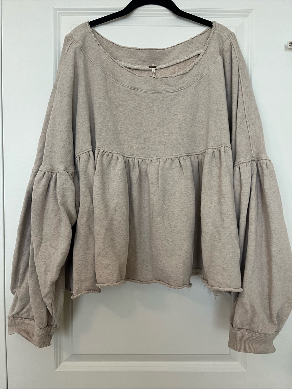 Free People Taupe Peplum Sweatshirt